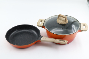 オンブルカラーコーティングダイカストアルミフライパン目玉焼き鍋木製ソフトタッチハンドル付き - Product Image 4