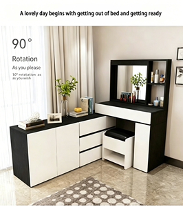 Tocador de <span class=keywords><strong>Maquillaje</strong></span> de Diseño Sencillo y Tradicional para Dormitorio y Sala de Estar <span class=keywords><strong>con</strong></span> <span class=keywords><strong>Espejo</strong></span> Iluminado y Panel - Product Image 5