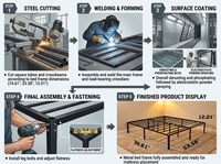 Vente en gros usine : Nouveau lit double pliant en métal noir, acier épaissi, super résistant, espace de rangement suffisant