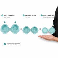 Bol pour animaux de compagnie en silicone personnalisé OEM pour le camping et la randonnée, bol de voyage pliable pour chien et chat avec boucle de montagne