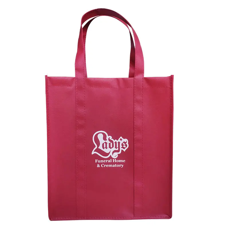 Wholesale Custom Printing Logo Supermarket Promotion Reinforced Handles Tote Shopping Non Woven Bag