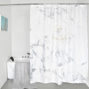 <span class=keywords><strong>Rideau</strong></span> de <span class=keywords><strong>douche</strong></span> en tissu Polyester, Style marbre, à points dorés scintillants et lettres imprimées, - Product Image 6