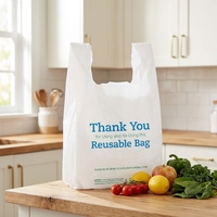Sacs T-shirt réutilisables en PEHD/PE, sacs de courses personnalisés avec logo, pour supermarché, impression quadricolore, gaufrage, poignée gilet, emballage carton