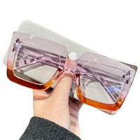 Gafas populares con montura grande, gafas cuadradas de moda con montura simple y colorida, gafas de luz azul, montura de gafas