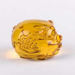 Qipao — <span class=keywords><strong>cochon</strong></span> en verre cristal de petite taille, ornement feng shui de couleur or, décoration de chambre à coucher, artisanat en cristal, cadeaux d'anniversaire pour enfants - Product Image 1