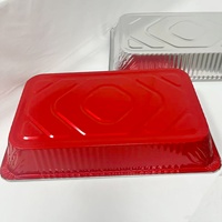 Barquettes en aluminium pleine taille OEM avec couvercle en aluminium, barquettes jetables en PET de qualité alimentaire pour barbecue et rôtissage de dinde, échantillons gratuits