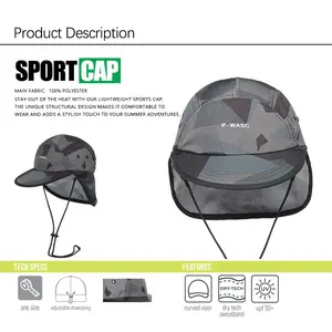 [Secado rápido] logotipo personalizado UV sombrilla ventilación pescador montañismo gorras sombrero con cuerda cuello solapa sol Camping gorra
