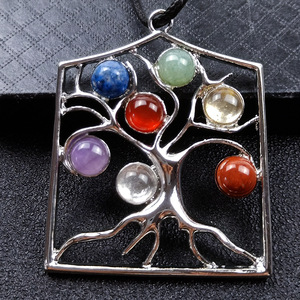 Pendentif décoratif en quartz pour arbre de <span class=keywords><strong>vie</strong></span>, <span class=keywords><strong>7</strong></span> pièces, sculpté à la main, cristal, chakra - Product Image 6