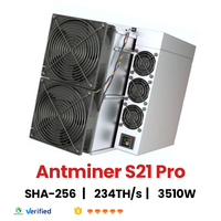 Mineur ASIC Bitmain Antminer S21 Pro 234 TH/s 3510W 15 J/TH SHA‑256 pour Bitcoin BTC