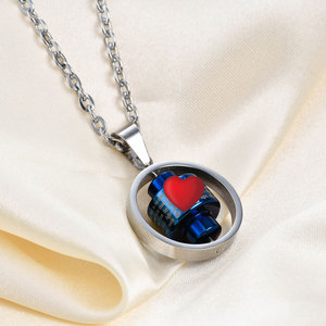 Collier avec pendentif creux rotatif en acier inoxydable avec motif de lettres anglaises pour un usage quotidien - Product Image 2