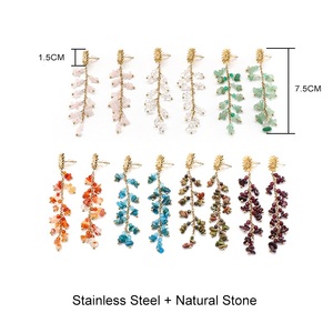 Bohemian Tourmaline Tassel <strong>Earrings</strong> Genuine Gemstone Grape <strong>Cluster</strong> Dangle <strong>Earrings</strong> Fairycore Jewelry for Women - Product Image 5