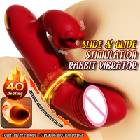 Vibromasseur Lapin, stimulation par glissement et coulissement avec 9 modes de vibration, 9 modes de billes coulissantes et 9 modes de stimulation ascendante, et fonction chauffante