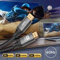 Câble DP 1.4 de haute qualité, mâle vers mâle, 8K, 0,5 m, 1 m, 1,5 m, 1,8 m, 2 m, câble DP pour PC et HDTV