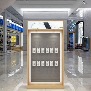 <span class=keywords><strong>Vitrine</strong></span> d'affichage de magasin mobile en bois léger à LED personnalisé pour accessoires de téléphone portable pour utilisation en magasin de détail - Product Image 4