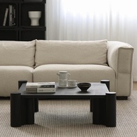 Table basse unique et minimaliste, style nordique, plateau en ciment, carrée, noire, pour la pièce