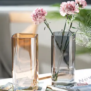 Домашний и Свадебный декор, оптовая продажа, роскошные Квадратные прозрачные хрустальные вазы для цветов, стеклянные вазы