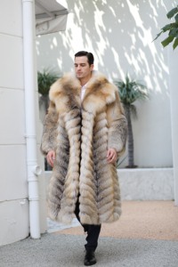Manteau long d'hiver pour <span class=keywords><strong>homme</strong></span>, <span class=keywords><strong>fourrure</strong></span> de renard véritable Golden Island Fox - Product Image 2