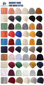 Sombreros de <span class=keywords><strong>invierno</strong></span> acanalados de punto de cable sólido de fábrica para mujer Beanie acrílico cálido sombrero de cubo de punto <span class=keywords><strong>gorro</strong></span> de ganchillo de lujo - Product Image 3