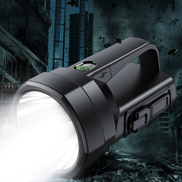 Powerful COB Camping LED Searchlight 450LM 6000mAh Rechargeable Long Duration Hand-Crank Waterproof Plastic Handheld