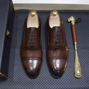 Chaussures Oxford décontractées pour hommes XuanWu A629 2026, en cuir véritable, semelle intermédiaire en caoutchouc, broderie gravée - Product Image 4