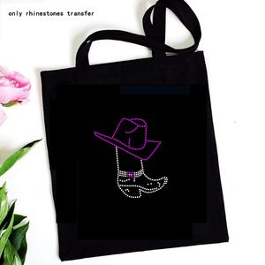 9色ホットフィックスカウガールハットブーツラインストーン転送カウボーイブーツラインストーンアイアンオンモチーフデカールパッチ熱伝達デザイン - Product Image 3