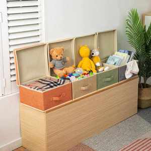 Foldable Clothing Storage Basket Case with Handle for Closet 33.5L X 31.75W X 17.5H CM Storage <b>Boxes</b> with Lid - Product Image 6