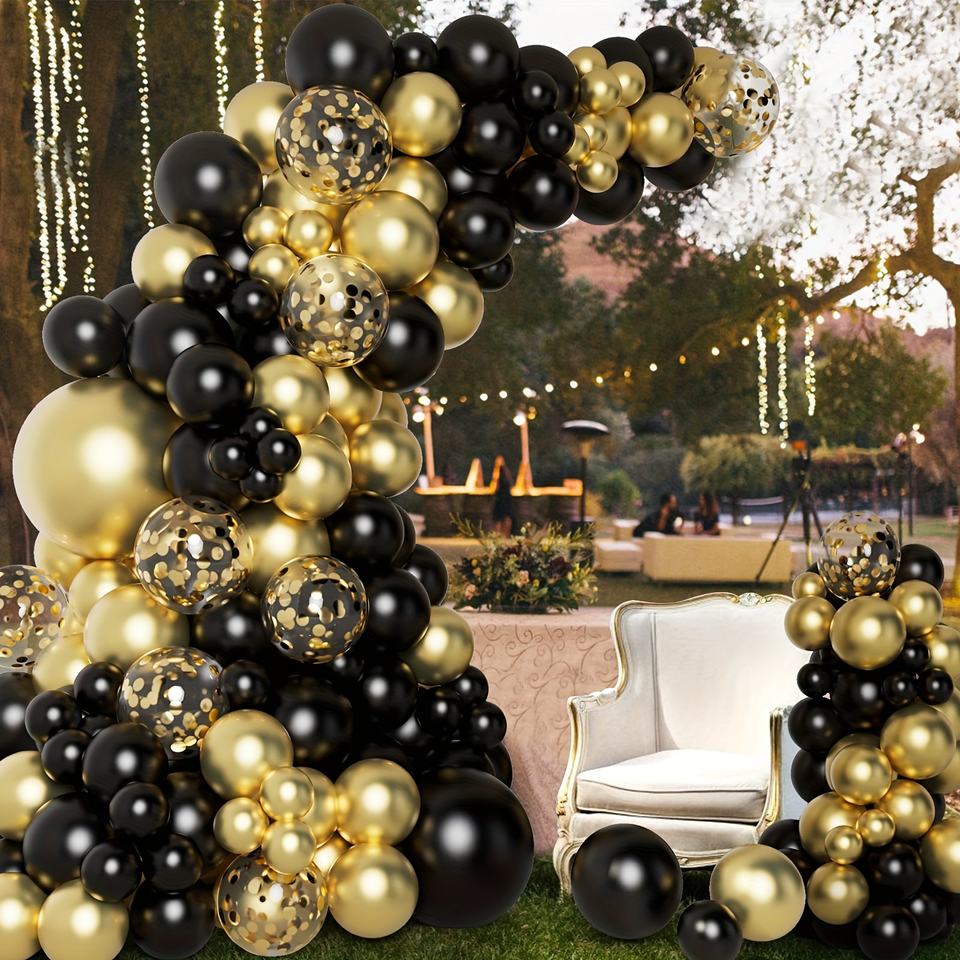 127pcs Black Gold Balloon Garland Arch Kit Confetti Balloons for ...