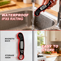 Sonde de cuisson numérique rapide et précise en plastique avec écran LCD, alimentée par piles, pliable, étanche IPX6 pour grillades intérieures et cuisine