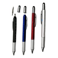 Stylo outil multifonction 6 en 1 stylo à bille en métal stylo d'écriture avec règle tournevis et niveau Stylet à écran tactile stylo à bille