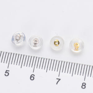 Clous d'oreilles en argent S925 WENCHI, accessoires DIY pour perles avec embouts en silicone sertis de diamants, modèle 11066, fabriqué en Chine - Product Image 2