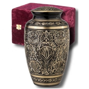 Urna Funeraria de Metal Negra Estilo Americano para Adultos, Ecológica y Duradera, Personalizable, Capacidad de 200/220 Pulgadas Cúbicas - Product Image 1