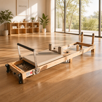 Mesin Pilates Reformer OEM Tugas Berat Komersial MOQ Rendah, Tahan Lama, Dapat Disesuaikan, Kayu Oak, Dapat Dilipat, Peralatan Latihan Kebugaran Yoga Rumahan