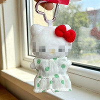 [Seulement en tissu] Accessoires de poupée Melody en forme de chaton de dessin animé avec boutons en forme de cœur, jupe à pois, en coton et polyester