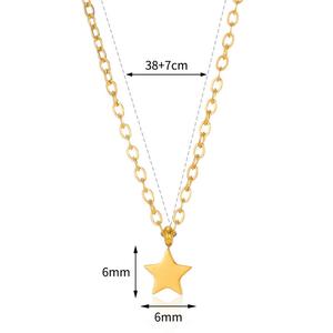 Rinhoo Plaqué Or En Acier Inoxydable Collier Lune Coeur Étoile Triangle Croix Pendentif Femmes Hommes Couple Collier Bijoux Cadeau - Product Image 5