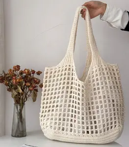 Bán buôn công suất lớn của phụ nữ tote túi lưới dệt kim Crochet bãi biển túi Rỗng ra Túi mua sắm cho phụ nữ