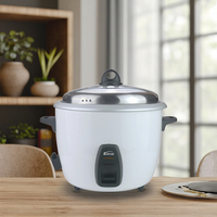 Cuisinière à riz électrique portable double cuve en plastique blanc, forme de tambour, avec revêtement antiadhésif pour usage domestique