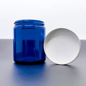 Bocaux étanches à l'air bleu cobalt de 8oz contenants cosmétiques bleus givrés étanches complètent le bocal en verre avec capuchon en métal Protection UV - Product Image 1