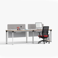 Table de bureau double face de taille standard au design moderne, pour 2 personnes, poste de travail informatique avec pieds en acier