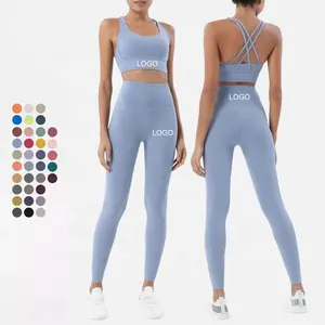 CK919 WX22 toptan atletik giyim lulu yüksek belli spandex naylon tayt ve spor sutyen aktif giyim tedarikçisi