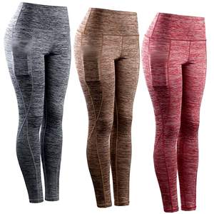 High Waist Women Leggings Full Length Solid Color Stretch Breathable Quick Dry <b>Tummy</b> <b>Control</b> Sporty Yoga Pants Keep Warm Pockets - Product Image 1