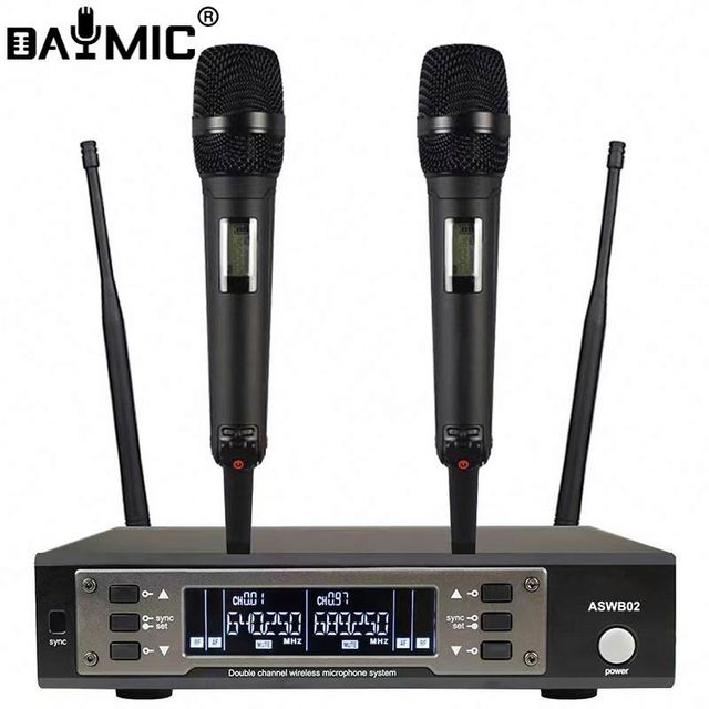 Professional Price Uhf Dual Channel Handheld Long Range Wireless Microphone System