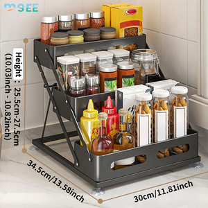 Seemore lựa chọn kim loại 2.36 bảo vệ cao lan can gia vị holdertwo chiều cao tùy chọn công suất lớn gia vị tổ chức kệ - Product Image 1