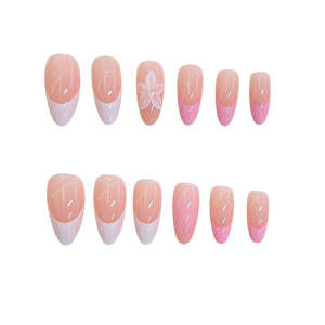 Lot de 24 <span class=keywords><strong>faux</strong></span> <span class=keywords><strong>ongles</strong></span> courts en amande, effet œil de chat, à presser, pour un look élégant et professionnel - Product Image 2