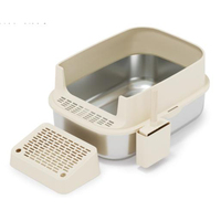 Vente directe bac à sable écologique pour chats en acier inoxydable toilette et accessoires grand bac à litière carré facile à nettoyer