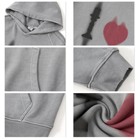Sudadera con Capucha Oversize para Hombre, 100% Algodón Grueso Lavado a la Piedra, Estilo Holgado con Mangas Raglán y Rayas
