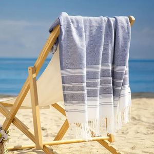 Grande serviette de plage turque 100 % coton pur, séchage rapide, extra-large, couverture anti-sable, serviette de bain légère et douce pour la piscine - Product Image 1