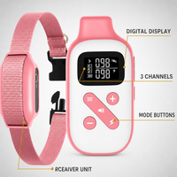 Collier de dressage pour chien rose avec télécommande, bip, vibration, choc, écran LCD, 3 canaux, rechargeable, petit, moyen, grand