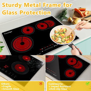 Placa de cocción eléctrica con 4 quemadores, placa de cocción eléctrica con panel de cerámica de 30 pulgadas, 7200W, 240V, estufa con múltiples protecciones de seguridad - Product Image 3