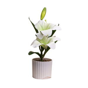 Fleur artificielle en soie Jinhe, lys jaune, 7x7x26cm, décoration d'intérieur - Product Image 4