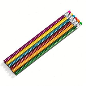 Crayon en bois écologique HB avec gomme, poudre de paillettes, graphite, fournitures scolaires pour enfants, crayons fantaisie standard - Product Image 1